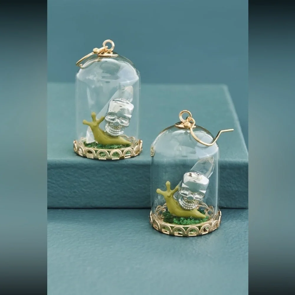 Mystical Moss Bell Jar Earrings, NWT
